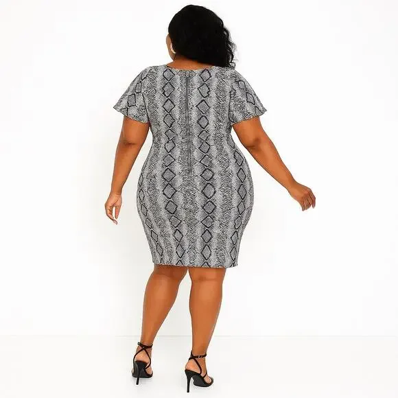 Symphony 3X Reptile Print Knot-Front Bodycon Dress - Picture 2 of 3